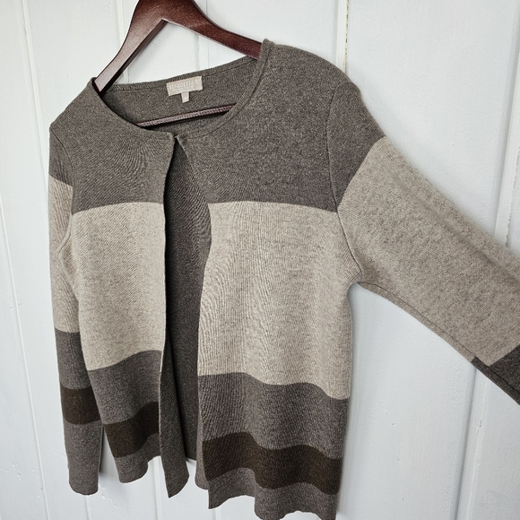 Benedetta B Color Block Black Tan Merino Wool Cashmere Cardigan Sweater Medium - Picture 4 of 12